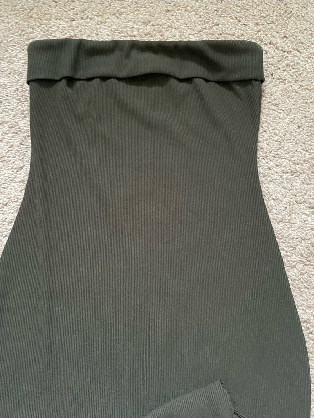 Amazon Strapless Olive Tube Ribbed Dress